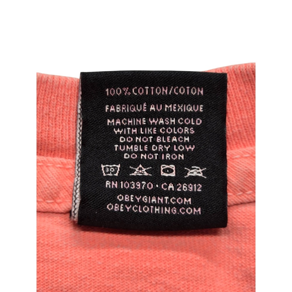Obey Worldwide Graphic Boxy Cropped T-Shirt Pink Rainbow Look Dont Touch Large - Picture 4 of 9